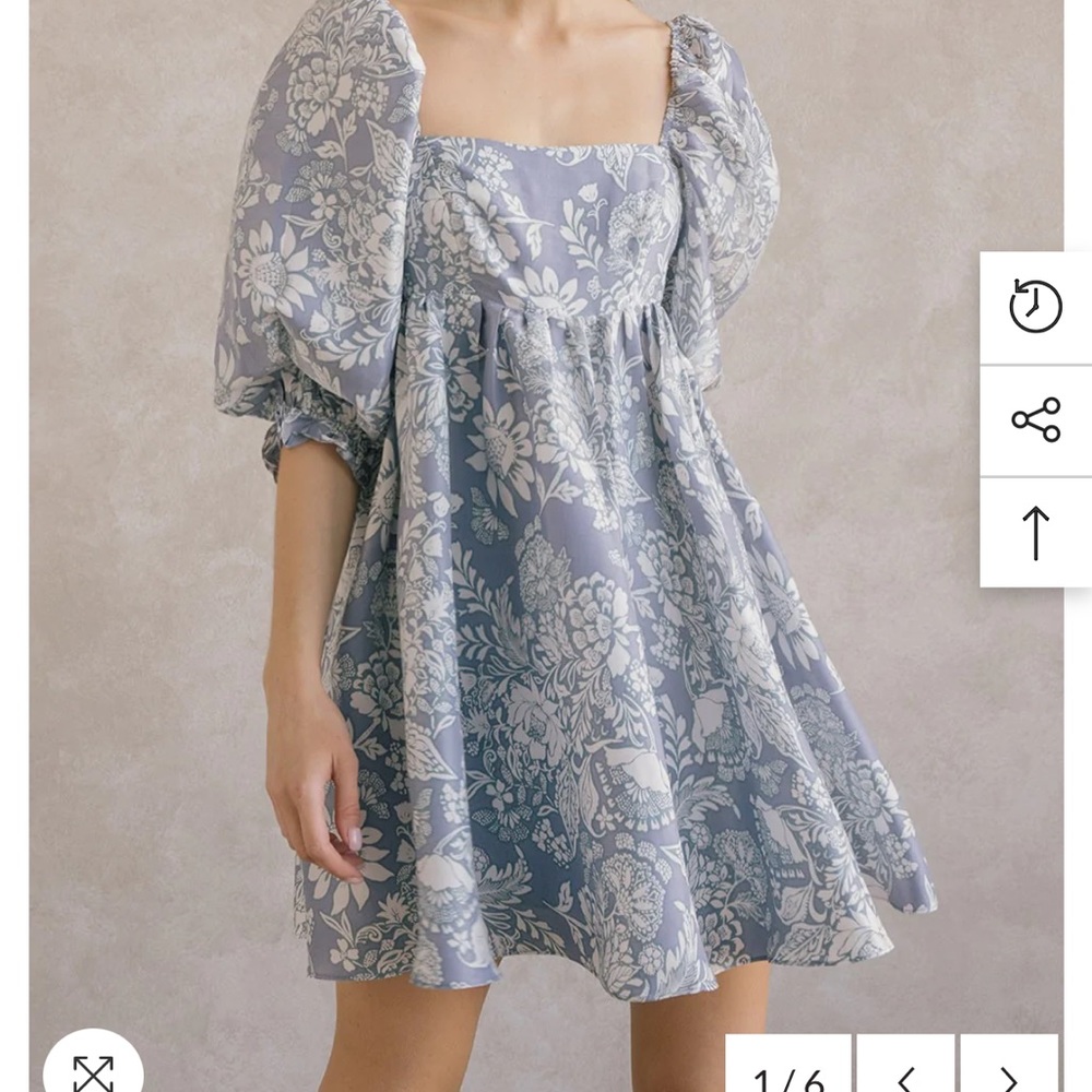 Lavender storia baby doll flower puff sleeve dress